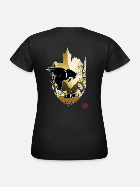 Mittelalterlicher Greif und Burg Bran - Frauen T-Shirt - Schwarz