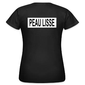 Glatte Haut - Schrift - Frauen T-Shirt - Schwarz - Hinten - AI Model Female 172 dark (172cm)