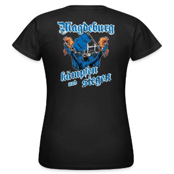 Magdeburg kämpfen und siegen - Frauen T-Shirt - Schwarz - Hinten - AI Model Female 172 dark (172cm)