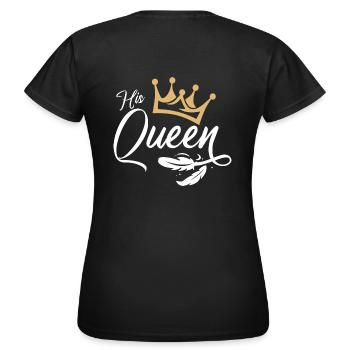 His Queen King Queen Couple Outfit - Women's T-Shirt - black - Back - AI Model Female 172 dark (172cm)