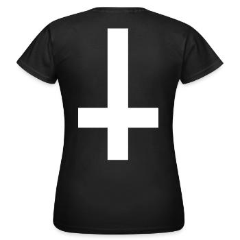 Kreuz upsidedown - Frauen T-Shirt - Schwarz - Hinten - AI Model Female 172 dark (172cm)