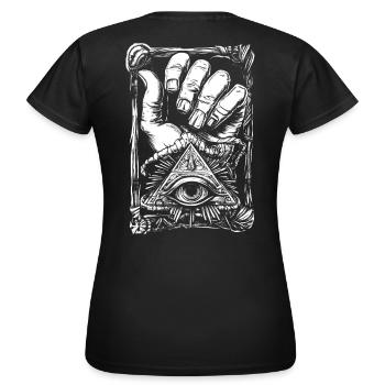 Oeil en pyramide rétro punk - T-shirt Femme - noir - Dos - AI Model Female 172 dark (172cm)