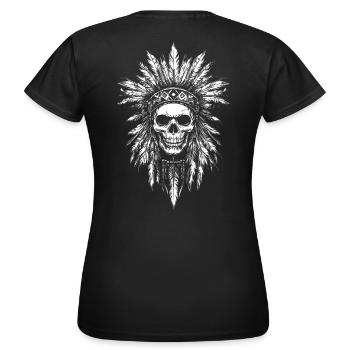 skull totem indian - Women's T-Shirt - black - Back - AI Model Female 172 dark (172cm)