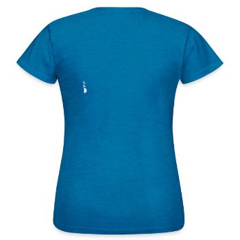 Herzschlag Saege - Frauen T-Shirt - Antikblaues Saphir meliert - Hinten - AI Model Female 172 dark (172cm)