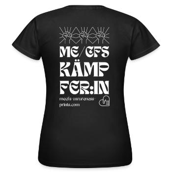 ME/CFS KÄMPFER:IN II 💪- weiß - Frauen T-Shirt - Schwarz - Hinten - AI Model Female 172 dark (172cm)