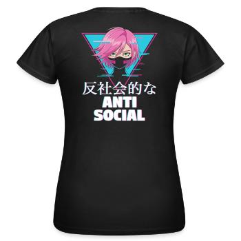 Anime anti social - T-shirt Femme - noir - Dos - AI Model Female 172 dark (172cm)