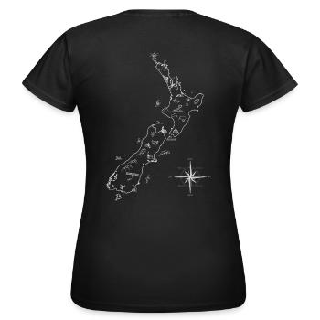 Neuseeland Reise Karte - Frauen T-Shirt - Schwarz - Hinten - AI Model Female 172 dark (172cm)