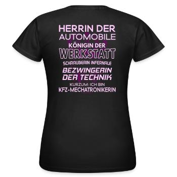 KFZ-Mechatronikerin Kraftfahrzeugmechatronikerin - Frauen T-Shirt - Schwarz - Hinten - AI Model Female 172 dark (172cm)