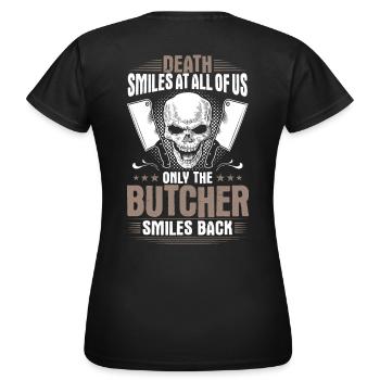 Fleischer Metzger Butcher Fleischerei Metzgerei - Frauen T-Shirt - Schwarz - Hinten - AI Model Female 172 dark (172cm)