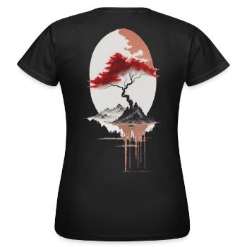 Île asiatique - T-shirt Femme - noir - Dos - AI Model Female 172 dark (172cm)