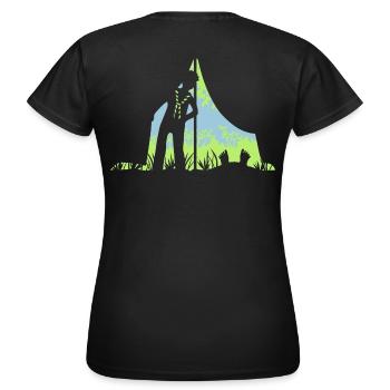 In the morning in the camp - Women's T-Shirt - black - Back - AI Model Female 172 dark (172cm)