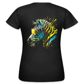 Zèbre coloré avec lunettes de soleil Graffiti Airbrush - T-shirt Femme - noir - Dos - AI Model Female 172 dark (172cm)