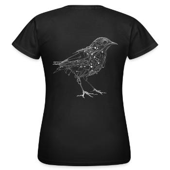Oiseau cyborg surréaliste en filigrane - T-shirt Femme - noir - Dos - AI Model Female 172 dark (172cm)