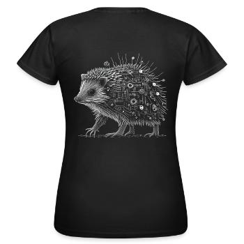 Filigraner surrealer Cyborg Igel - Frauen T-Shirt - Schwarz - Hinten - AI Model Female 172 dark (172cm)