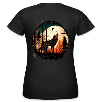 Wolf la pleine lune hurle dans la forêt avec motif - T-shirt Femme - noir - Dos - AI Model Female 172 dark (172cm)
