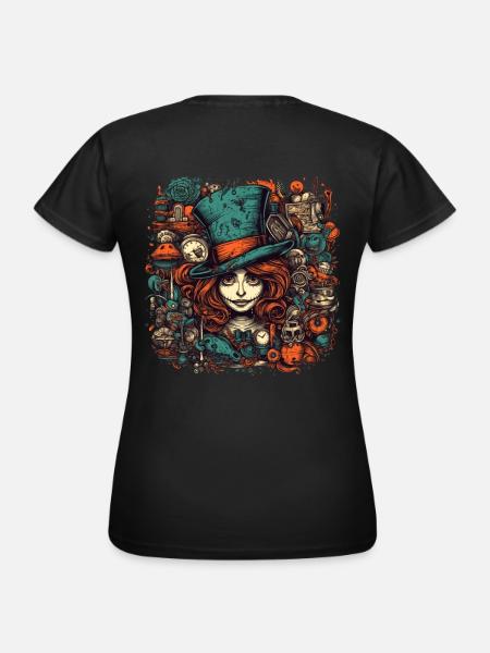 Hutmacher Frau mit roten Haaren - Frauen T-Shirt - Schwarz