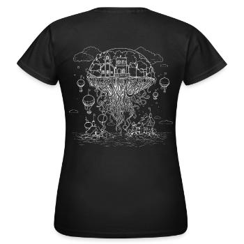 Montgolfière surréaliste avec tentacules - T-shirt Femme - noir - Dos - AI Model Female 172 dark (172cm)
