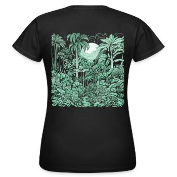 Jungle Motiv Hellgrün - Frauen T-Shirt - Schwarz - Hinten - AI Model Female 172 dark (172cm)