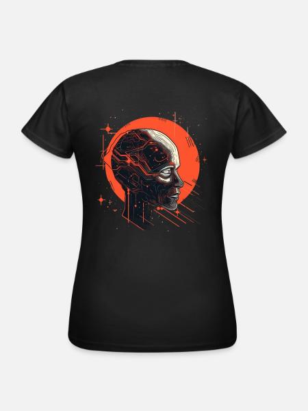 Tête de cyborg rétro futuriste - T-shirt Femme - noir