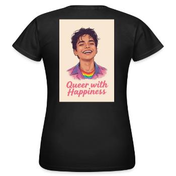 Queer avec bonheur - T-shirt Femme - noir - Dos - AI Model Female 172 dark (172cm)