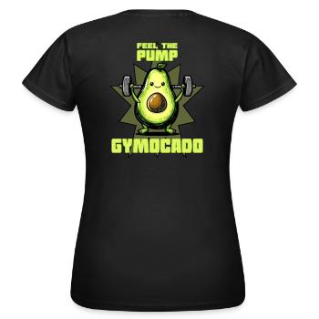 Gymocado - the active avocado - Women's T-Shirt - black - Back - AI Model Female 172 dark (172cm)