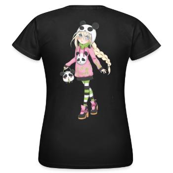 Manga - Frauen T-Shirt - Schwarz - Hinten - AI Model Female 172 dark (172cm)
