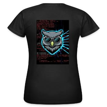 CMD Code Matrix Eule - Frauen T-Shirt - Schwarz - Hinten - AI Model Female 172 dark (172cm)
