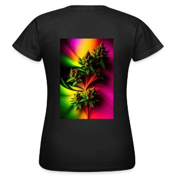 Abstract Cannabis - Frauen T-Shirt - Schwarz - Hinten - AI Model Female 172 dark (172cm)