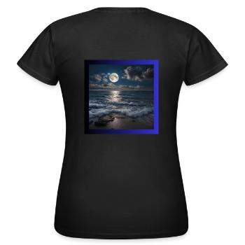 Pleine lune avec la mer - T-shirt Femme - noir - Dos - AI Model Female 172 dark (172cm)