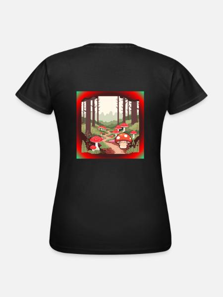 Pilze im Wald - Frauen T-Shirt - Schwarz