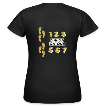 Salsa On One Footprint white - Women's T-Shirt - black - Back - AI Model Female 172 dark (172cm)