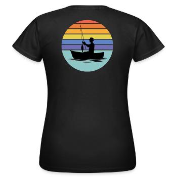 Angeln, Fischer, Angelrute - Frauen T-Shirt - Schwarz - Hinten - AI Model Female 172 dark (172cm)