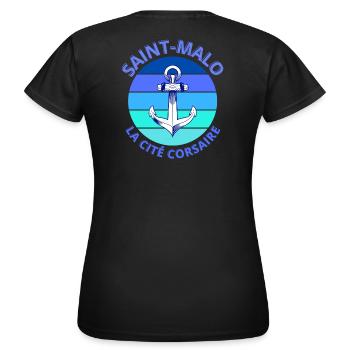 Saint-Malo, Bretagne, la cité Corsaire - T-shirt Femme - noir - Dos - AI Model Female 172 dark (172cm)
