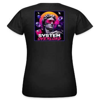 Vaporwave Synthwave Retro System Overload Art - Women's T-Shirt - black - Back - AI Model Female 172 dark (172cm)