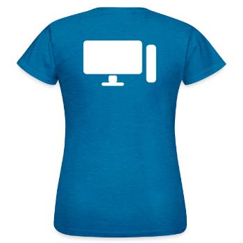 Minimal PC Setup Icon – Gamer Design - Frauen T-Shirt - Antikblaues Saphir meliert - Hinten - AI Model Female 172 dark (172cm)