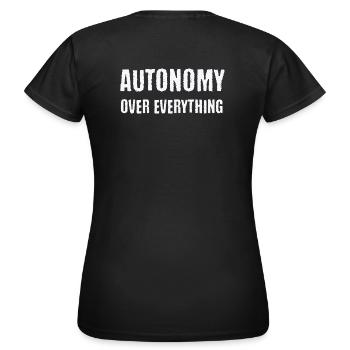 Autonomy Over Everything PDA Neurodivergent Gift - Women's T-Shirt - black - Back - AI Model Female 172 dark (172cm)