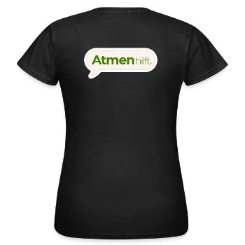 Atmen hilft – Achtsamkeitsspruch in Moosgrün - Frauen T-Shirt - Schwarz - Hinten - AI Model Female 172 dark (172cm)