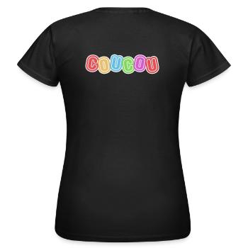 bonjour, coucou, politesse - T-shirt Femme - noir - Dos - AI Model Female 172 dark (172cm)