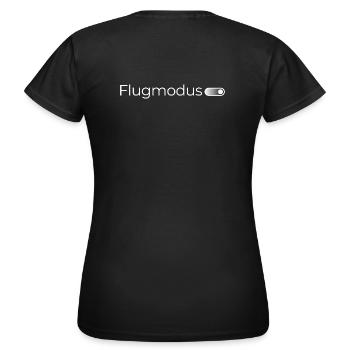 Flugmodus an. – Minimalistisches Design in Weiß - Frauen T-Shirt - Schwarz - Hinten - AI Model Female 172 dark (172cm)