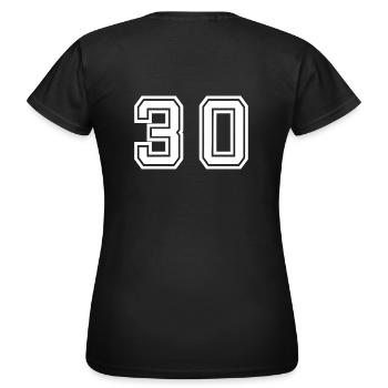 30 - Dreißig - Frauen T-Shirt - Schwarz - Hinten - AI Model Female 172 dark (172cm)