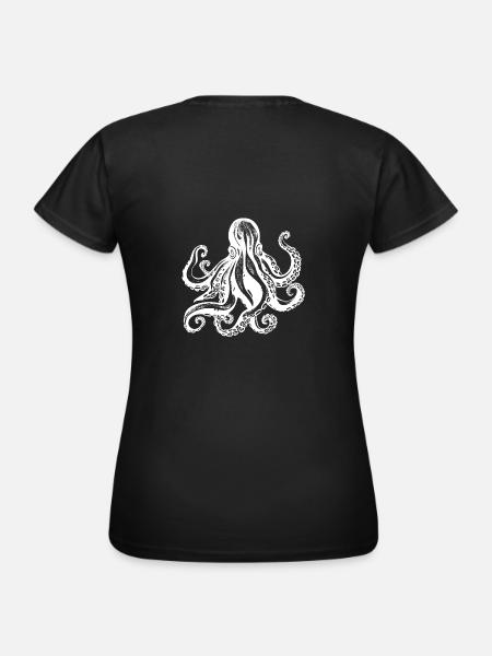Cool octopus octopus illustration in white - Women's T-Shirt - black