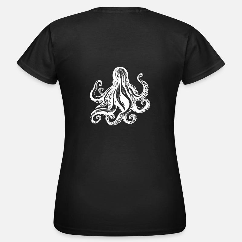 Cool octopus octopus illustration in white - Women's T-Shirt - black