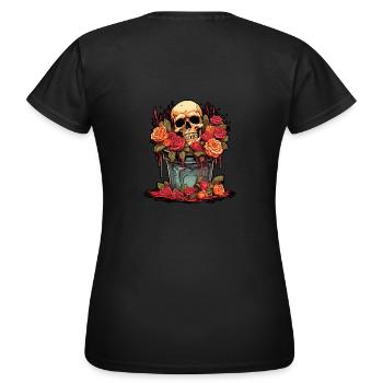 Gruseliges Horror Blumen Bouquet - Happy Halloween - Frauen T-Shirt - Schwarz - Hinten - AI Model Female 172 dark (172cm)
