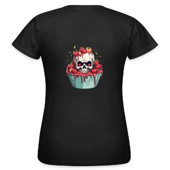 Gruseliges Horror Kirschtörtchen - Happy Halloween - Frauen T-Shirt - Schwarz - Hinten - AI Model Female 172 dark (172cm)