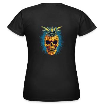 Horror Totenkopf Ananas - Happy Halloween - Frauen T-Shirt - Schwarz - Hinten - AI Model Female 172 dark (172cm)