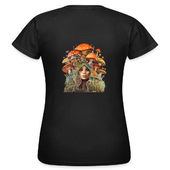 Mutter der Fliegenpilze - Mutter Erde - Frauen T-Shirt - Schwarz - Hinten - AI Model Female 172 dark (172cm)