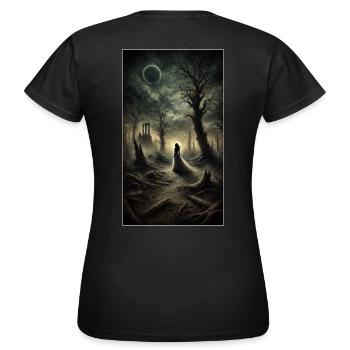 Mysterious woman in an abandoned forest - Women's T-Shirt - black - Back - AI Model Female 172 dark (172cm)