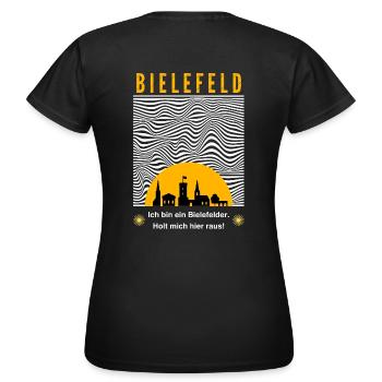 Bielefeld Shirt lustiger Spruch Skyline Geschenk - Frauen T-Shirt - Schwarz - Hinten - AI Model Female 172 dark (172cm)