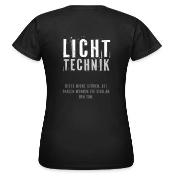 Lichttechnik Shirt für das Konzert: Fragen zum Ton - Frauen T-Shirt - Schwarz - Hinten - AI Model Female 172 dark (172cm)