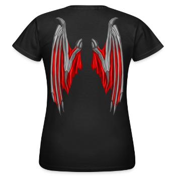Dämonenflügel in ROT - Frauen T-Shirt - Schwarz - Hinten - AI Model Female 172 dark (172cm)